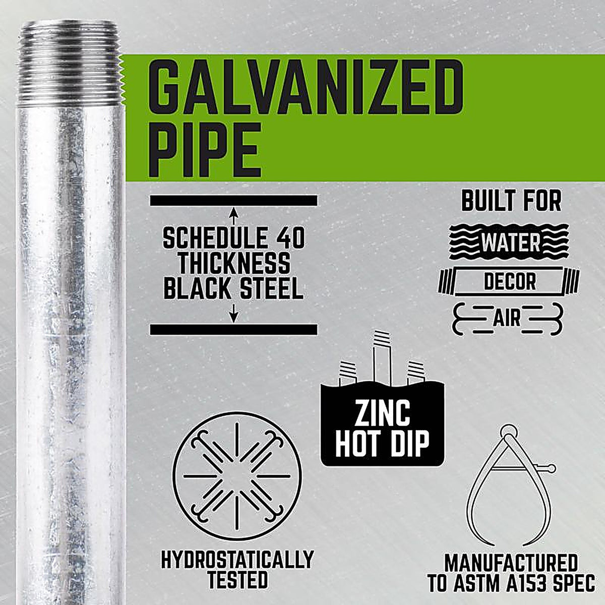 STZ Industries 303U34X9 3/4 in. MIP each X 3/4 in. D MIP in. Galvanized Steel 9 in. L Nipple