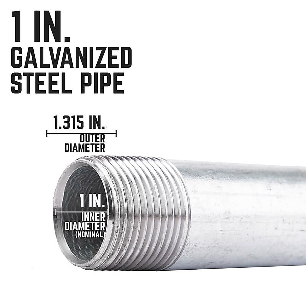 STZ Industries 303U1X8 1 in. MIP each X 1 in. D MIP in. Galvanized Steel 8 in. L Nipple