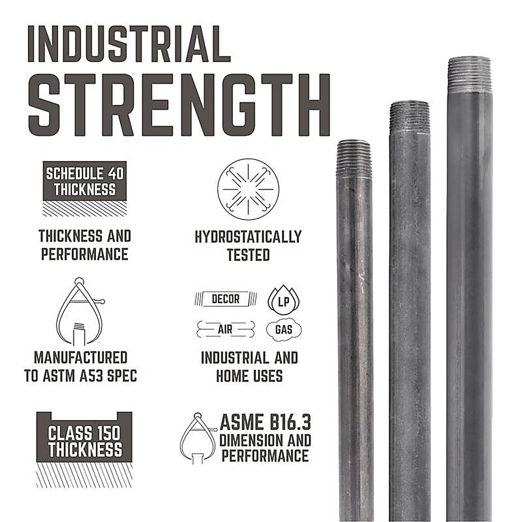STZ Industries 308UP38X2 3/8 in. MIP each X 3/8 in. D MIP Black Steel 2 in. L Nipple