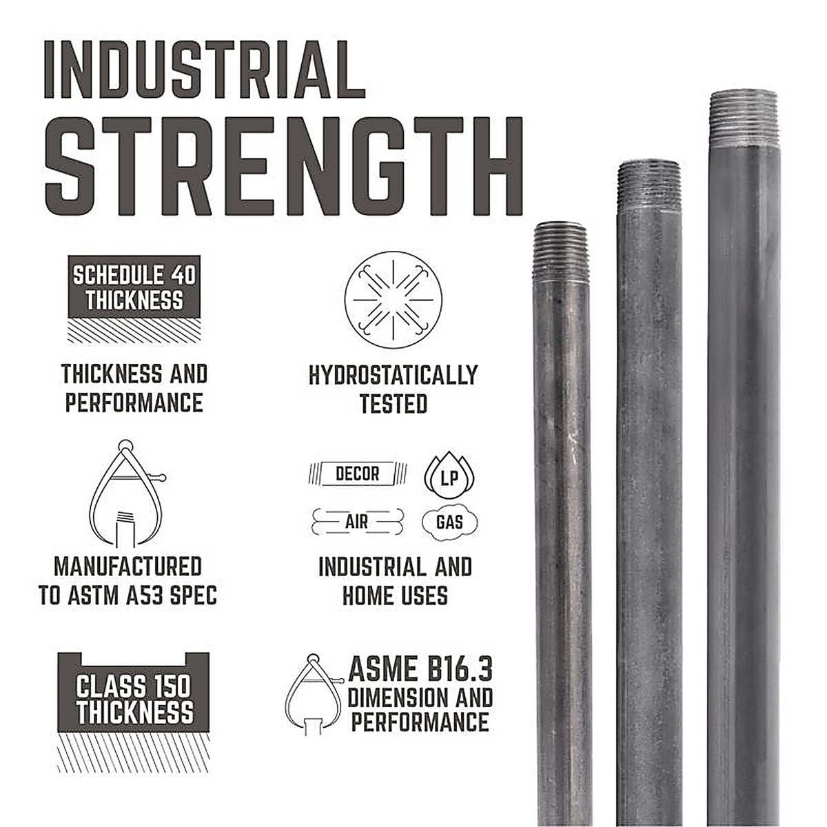 STZ Industries 308UP38X6 3/8 in. MIP each X 3/8 in. D MIP Black Steel 6 in. L Nipple