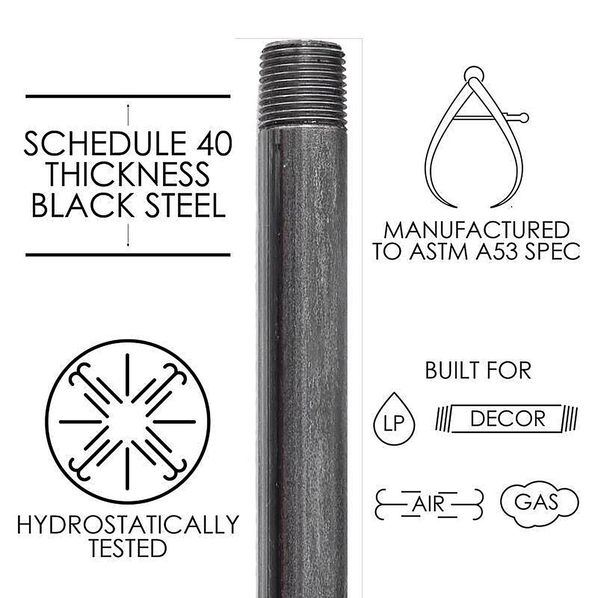 STZ Industries 300UP12XCL 1/2 in. MIP each X 1/2 in. D MIP Black Steel Close Nipple