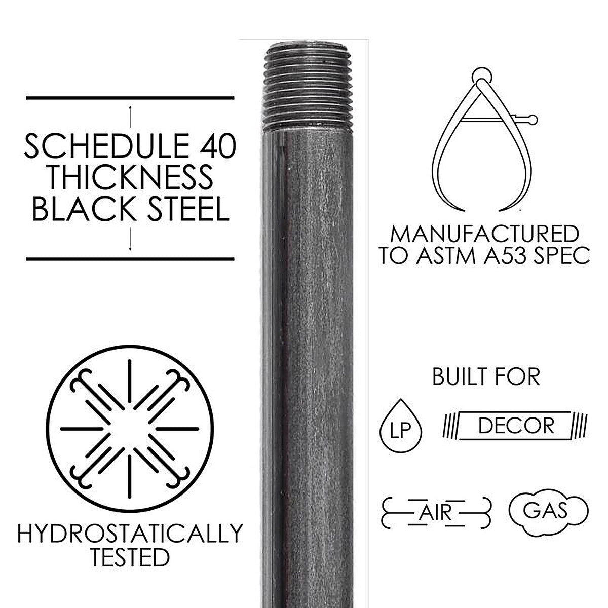 STZ Industries 300UP12X4 1/2 in. MIP each X 1/2 in. D MIP Black Steel 4 in. L Nipple