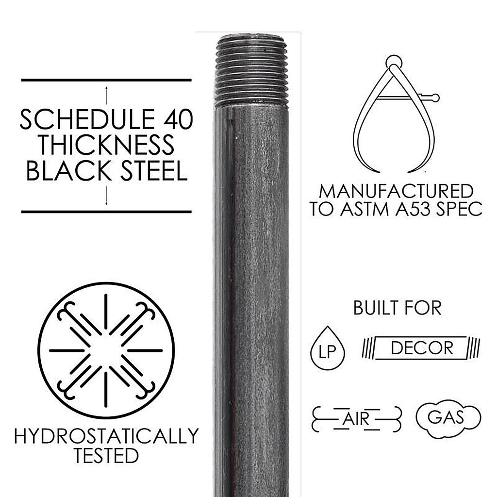 STZ Industries 302U12X12 1/2 in. MIP each X 1/2 in. D MIP Black Steel 12 in. L Nipple