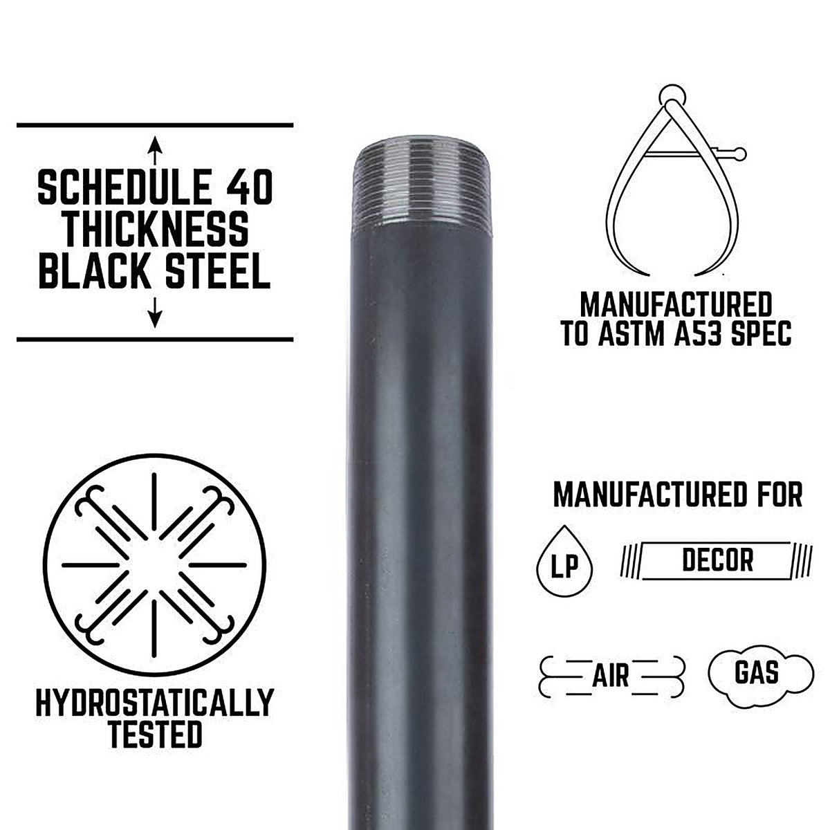 STZ Industries 300U114X4 1-1/4 in. MIP each X 1-1/4 in. D MIP Black Steel 4 in. L Nipple