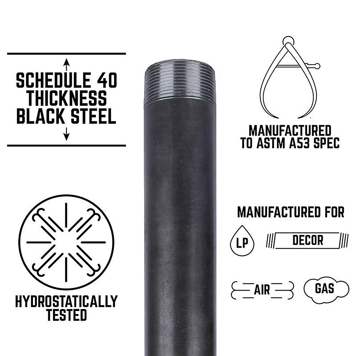 STZ Industries 300U112X4 1-1/2 in. MIP each X 1-1/2 in. D MIP Black Steel 4 in. L Nipple