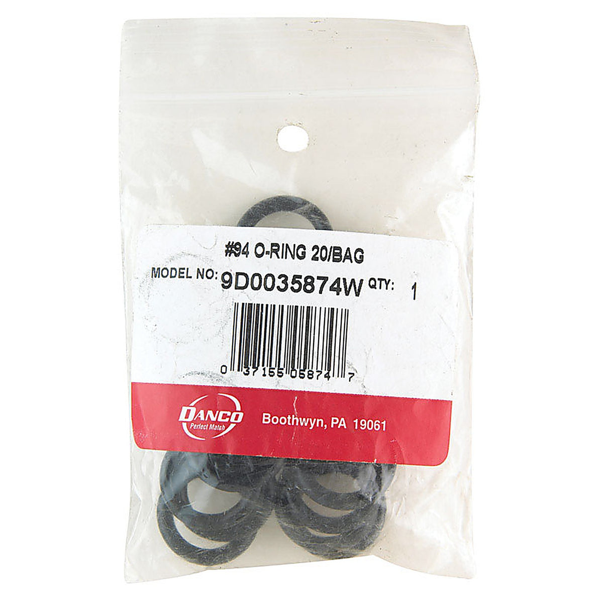 Danco - 35874W - 7/8 In. D X 5/8 In. D #94 Rubber O-Ring 20 Pack