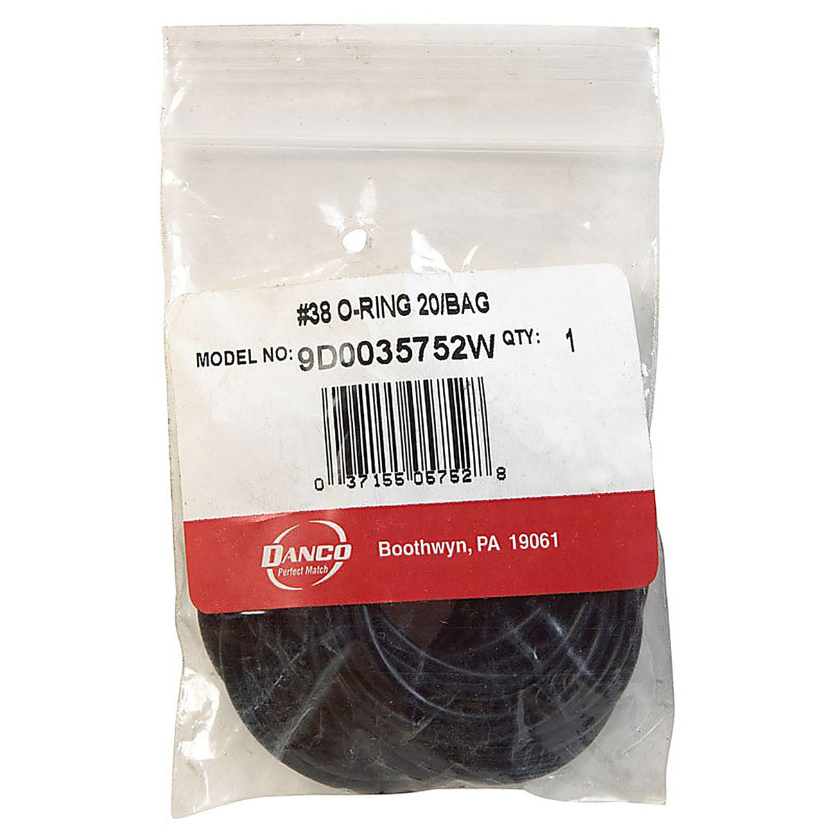 Danco - 35752W - 1-3/4 In. D X 1-9/16 In. D #38 Rubber O-Ring 20 Pack