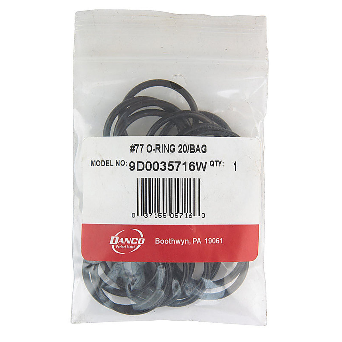 Danco - 35716W - 1-1/4 In. D X 1-1/16 In. D #77 Rubber O-Ring 20 Pack