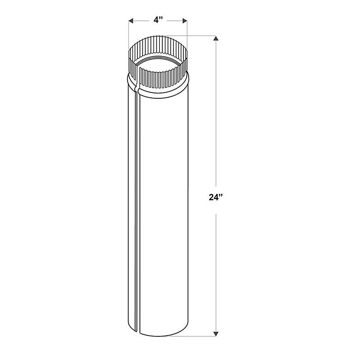 Imperial - GV0356 - 4 In. D X 24 In. L Galvanized Steel Furnace Pipe