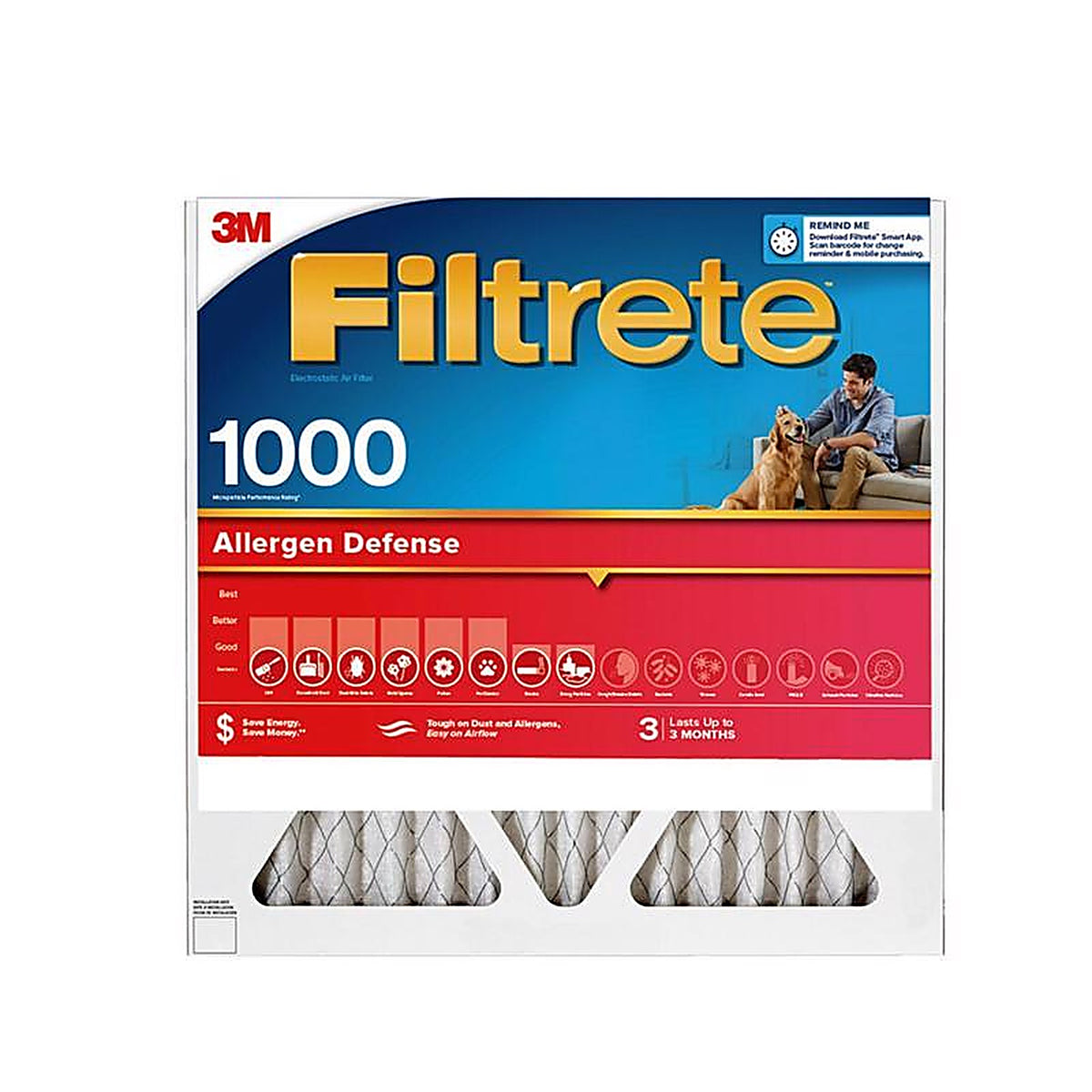 Filtrete - 9810-4 - Allergen Defense 12 In. W X 12 In. H X 1 In. 1000 Mpr Pleated Air Filter 1 Pack