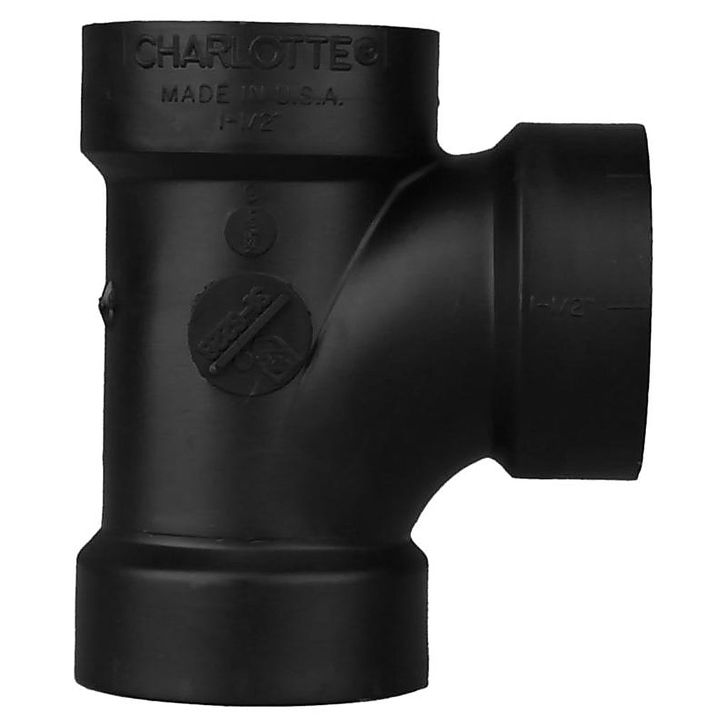 Charlotte Pipe ABS004000600 1-1/2 in. Hub x 1-1/2 in. Dia. Hub ABS Sanitary Tee