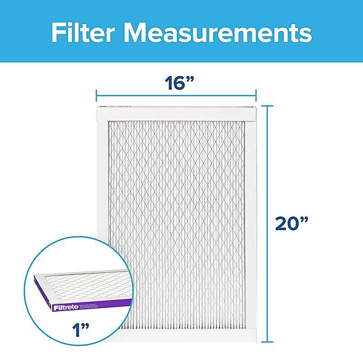 3M 2000-4-HR Filtrete 16 in. W X 20 in. H X 1 in. D 12 MERV Pleated Ultra Allergen Filter 1 pk