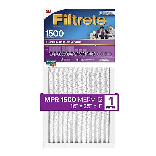 3M 2001-4 Filtrete 16 in. W X 25 in. H X 1 in. D 12 MERV Pleated Ultra Allergen Filter 1 pk