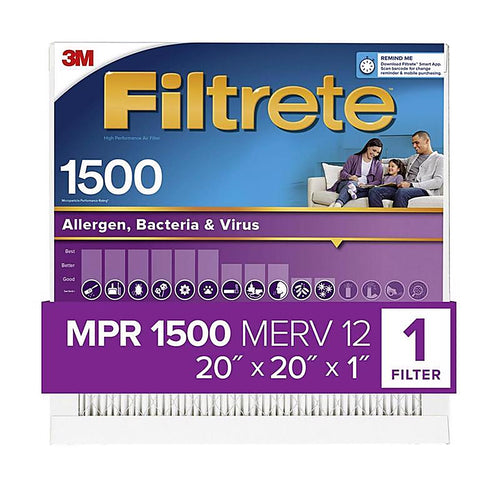 3M 2002-4-HR Filtrete 20 in. W X 20 in. H X 1 in. D 12 MERV Pleated Allergen Air Filter 1 pk