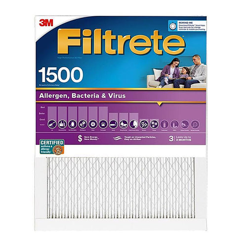 3M 2002-4-HR Filtrete 20 in. W X 20 in. H X 1 in. D 12 MERV Pleated Allergen Air Filter 1 pk