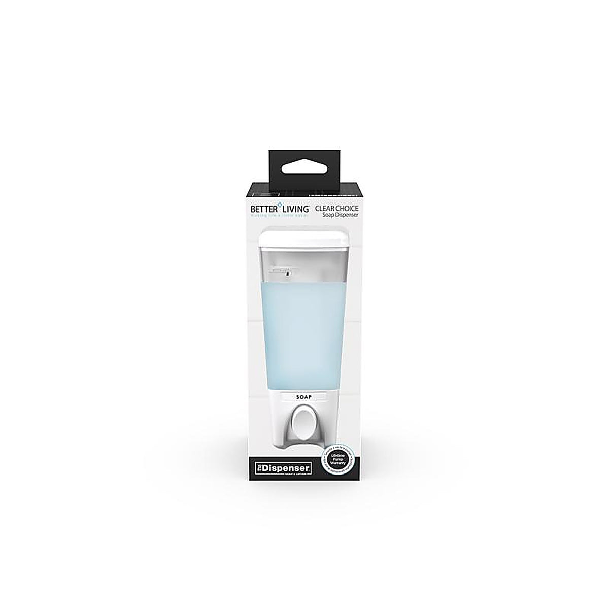 Better Living 72150 Clear Choice I Clear White ABS Plastic Lotion/Soap Dispenser