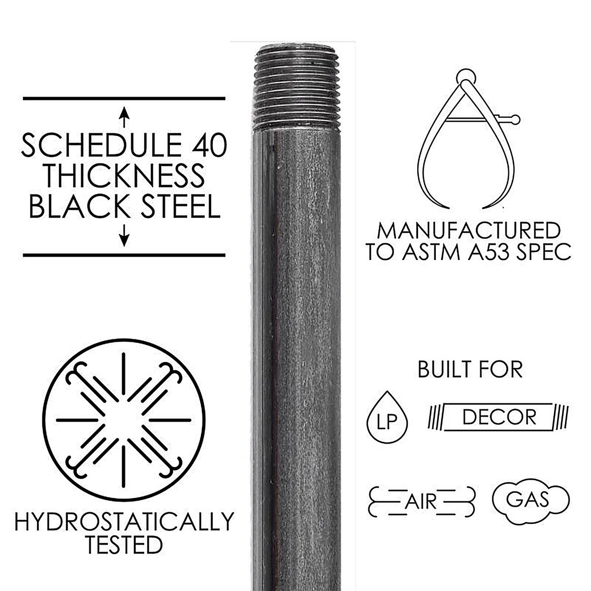 STZ Industries 302U34X9 3/4 in. MIP each X 3/4 in. D MIP Black Steel 9 in. L Nipple