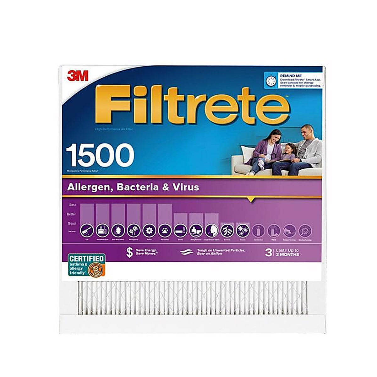 3M 2015DC-4 Filtrete 25 in. W X 25 in. H X 1 in. D 12 MERV Pleated Air Filter 1 pk