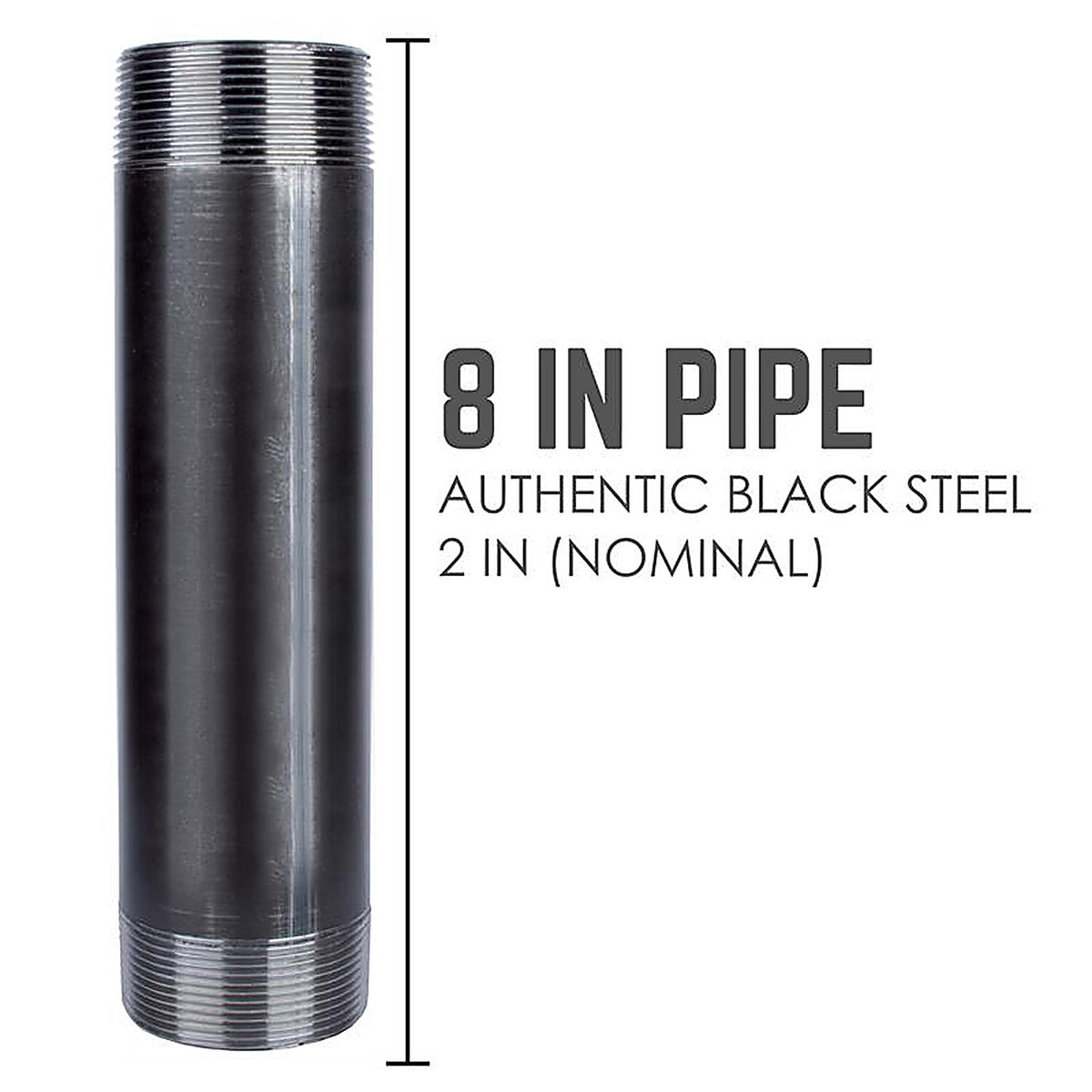 STZ - 302U2X8 - Industries 2 In. MIP Each X 2 In. D MIP Black Steel 8 In. L Nipple