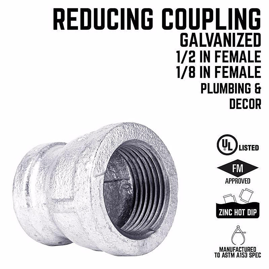 Mueller 511-330HC 1/2 in. FIP x 1/8 in. Dia. FIP Galvanized Malleable Iron Reducing Coupling