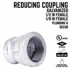 Mueller 511-330HC 1/2 in. FIP x 1/8 in. Dia. FIP Galvanized Malleable Iron Reducing Coupling