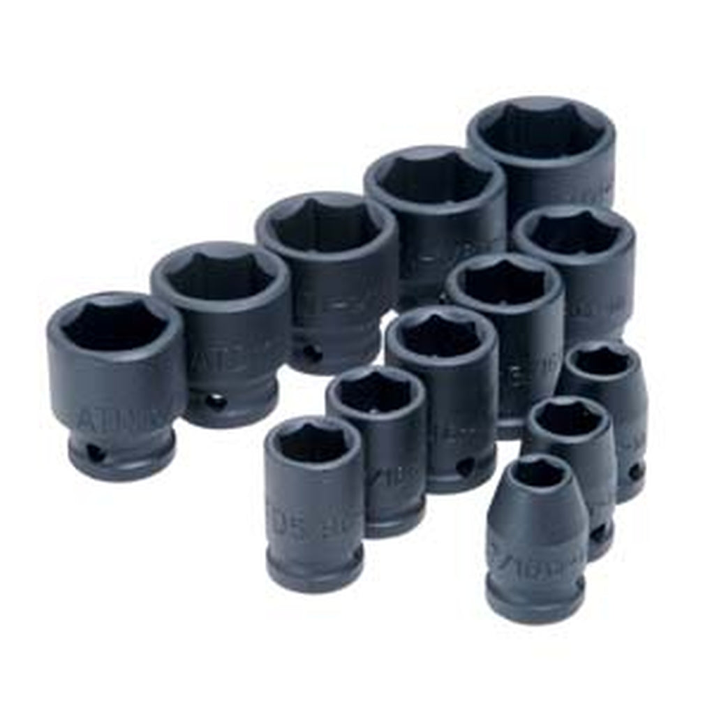 ATD 4202 13/pc 1/2in. Drive 6 Point SAE Standard Impact Socket Set