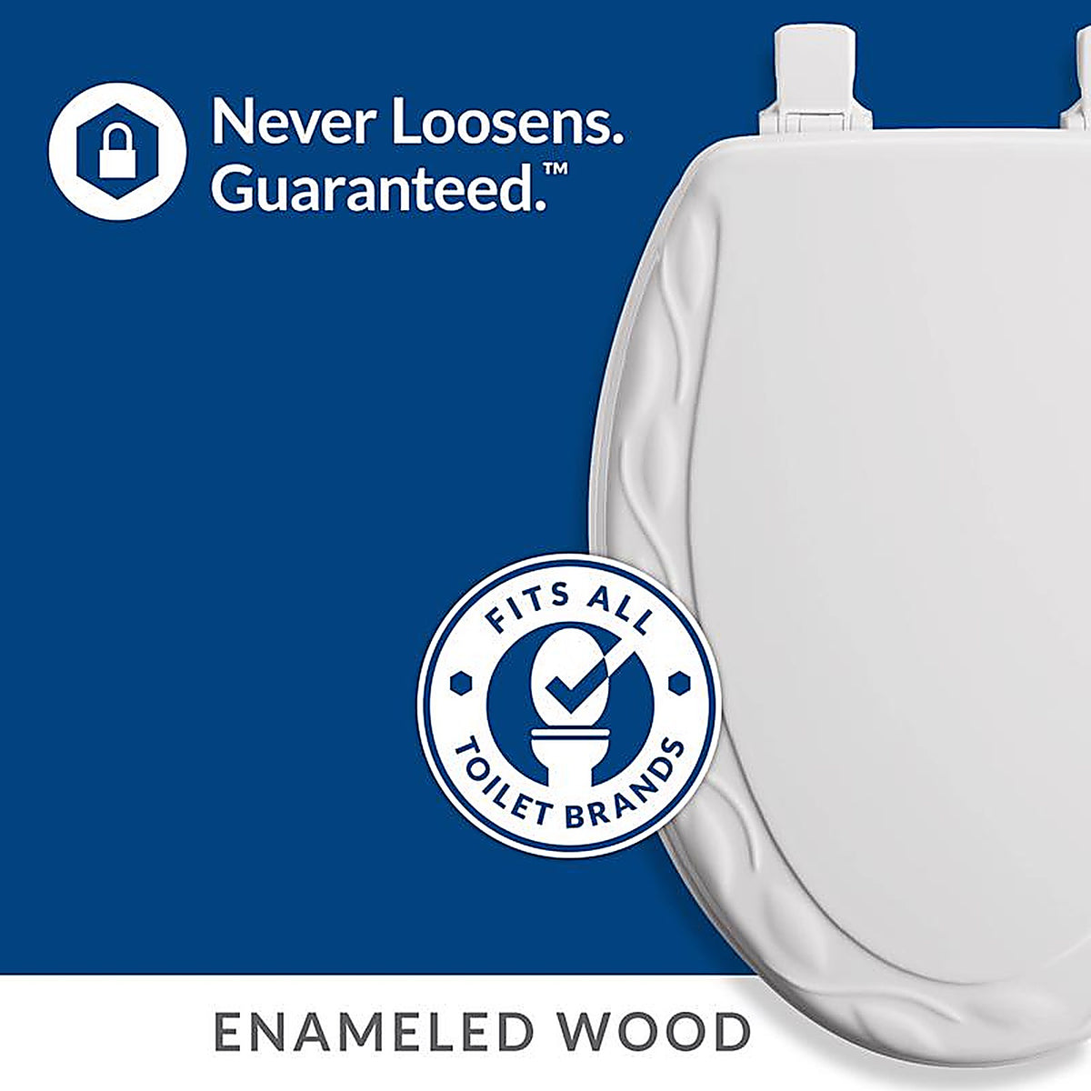 Bemis 34EC000 Mayfair Never Loosens Round White Molded Wood Toilet Seat