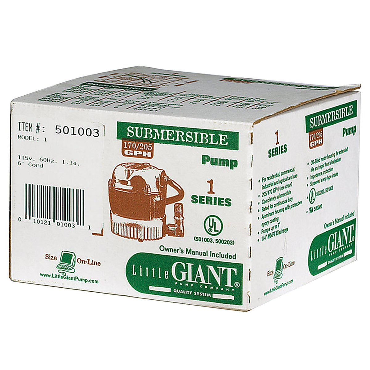 Little Giant 501004 205 gph Aluminum Submersible Utility Pump