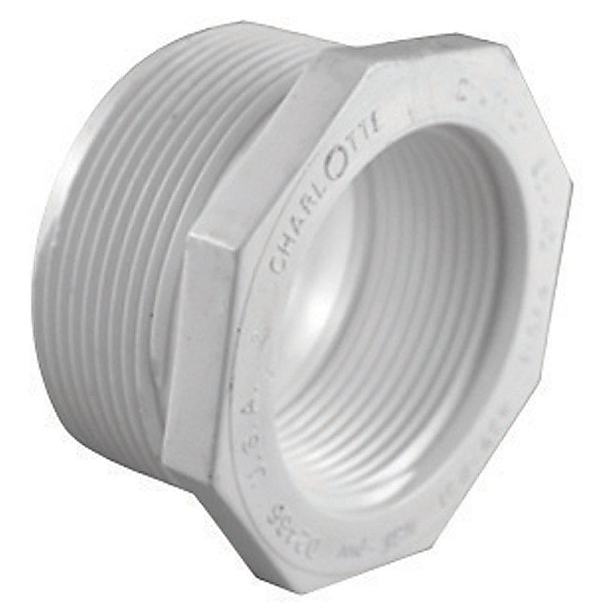 Charlotte Pipe PVC021122200 Schedule 40 1-1/4 in. MPT x 1/2 in. Dia. FPT PVC Reducing Bushing