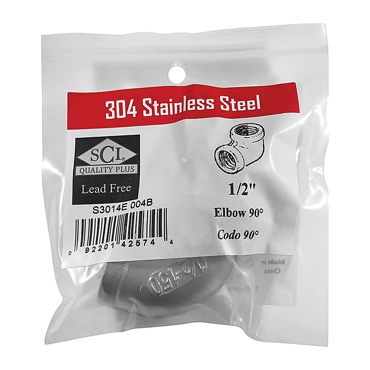 Smith-Cooper - 4638100430 - 1/2 In. FPT X 1/2 In. D FPT Stainless Steel 90 Degree Elbow