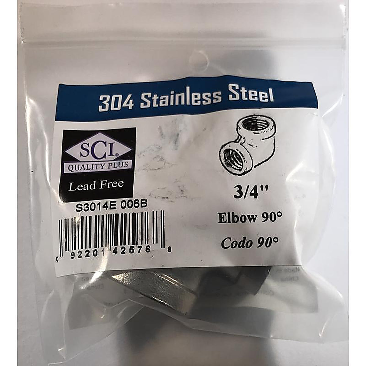 Smith-Cooper 4638100440 3/4 in. FPT x 3/4 in. Dia. FPT Stainless Steel 90 Degree Elbow