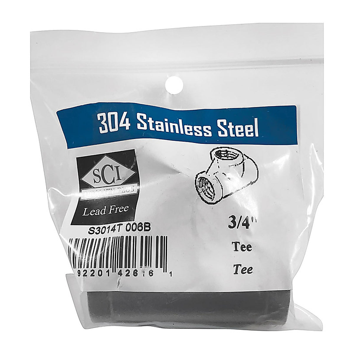 Smith-Cooper - 4638102440 - 3/4 In. FPT X 3/4 In. D FPT 3/4 In. D FPT Stainless Steel Tee