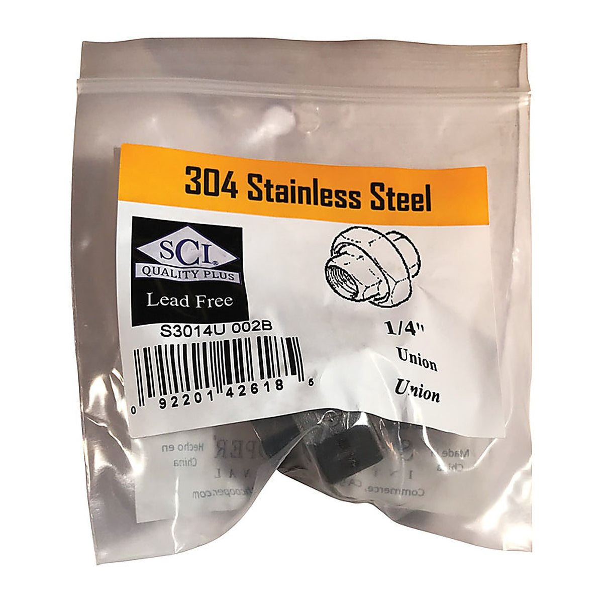 Smith-Cooper - 4638102610 - 1/4 In. FPT X 1/4 In. D FPT Stainless Steel Union