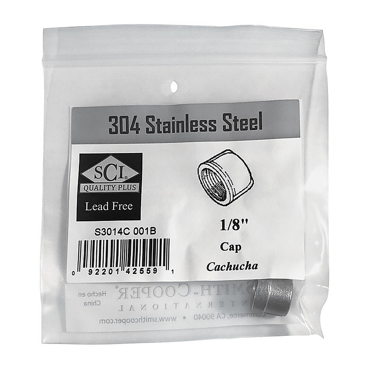 Smith-Cooper 4638100000 1/8 in. FPT x 1/8 in. Dia. x 0.53 in. L FPT Stainless Steel Cap