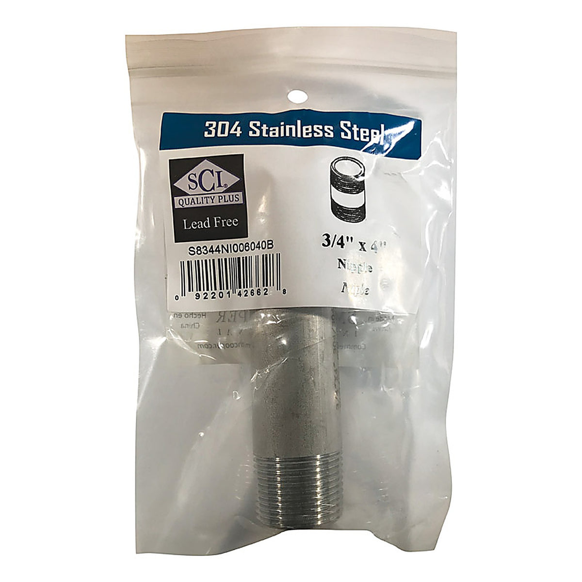 Smith-Cooper - 4632101460 - 3/4 In. MPT Stainless Steel 4 In. L Nipple