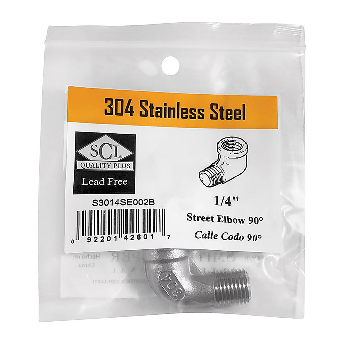 Smith-Cooper - 4638102010 - 1/4 In. FPT X 1/4 In. D FPT Stainless Steel Street Elbow