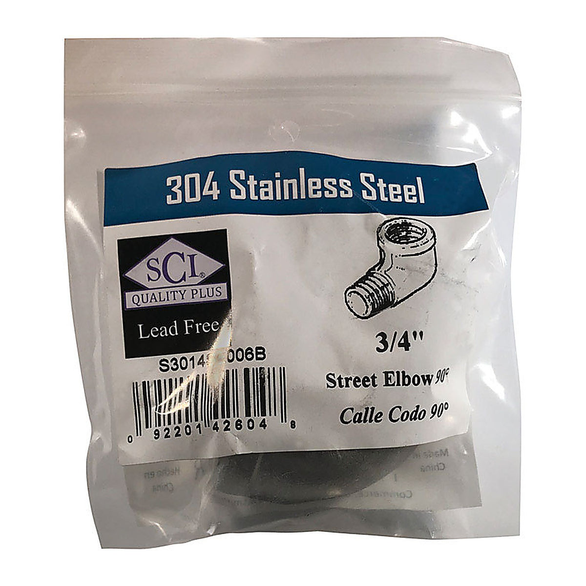 Smith-Cooper - 4638102040 - 3/4 In. FPT X 3/4 In. D FPT Stainless Steel 90 Degree Street Elbow