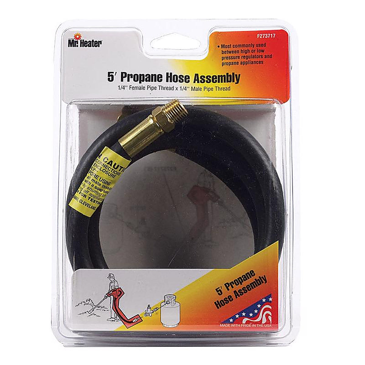 Mr. Heater F273717 1/4 in. Dia. x 1/4 in. Dia. x 5 foot ft. L Brass/Plastic Male Pipe Thread x Female Flare