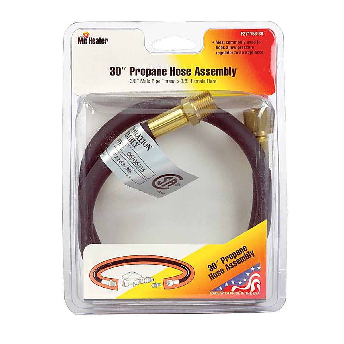 Mr. Heater F271163-30 3/8 in. Dia. x 3/8 in. Dia. x 30 inch ft. L Brass/Plastic Male Pipe Thread x Female Flare