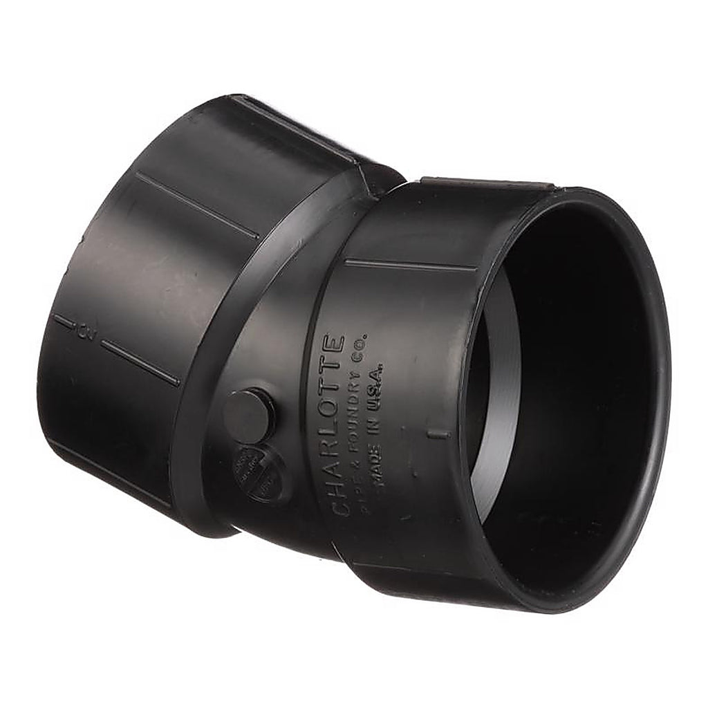 Charlotte Pipe ABS003241000 3 in. Hub x 3 in. Dia. Hub ABS 22-1/2 Degree Elbow
