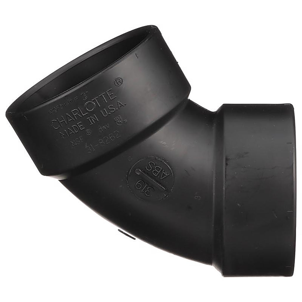 Charlotte Pipe ABS003191000 3 in. Hub x 3 in. Dia. Hub ABS 60 Degree Elbow