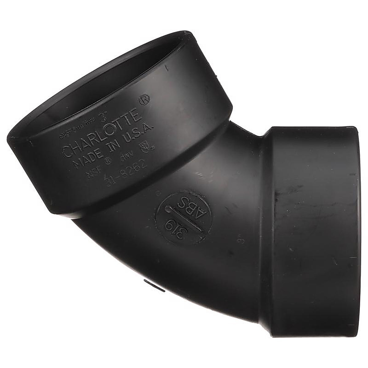 Charlotte Pipe ABS003191000 3 in. Hub x 3 in. Dia. Hub ABS 60 Degree Elbow