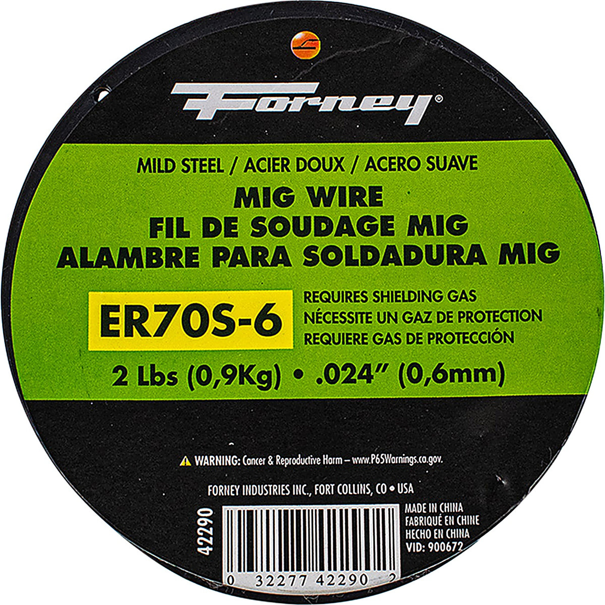 Forney - 42290 - Er70s-6, Mig Wire, Mild Steel, .024 in Dia X 2#