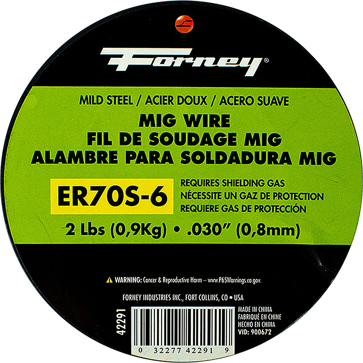 Forney - 42291 - Er70s-6, Mig Wire, Mild Steel, .030 in Dia X 2#