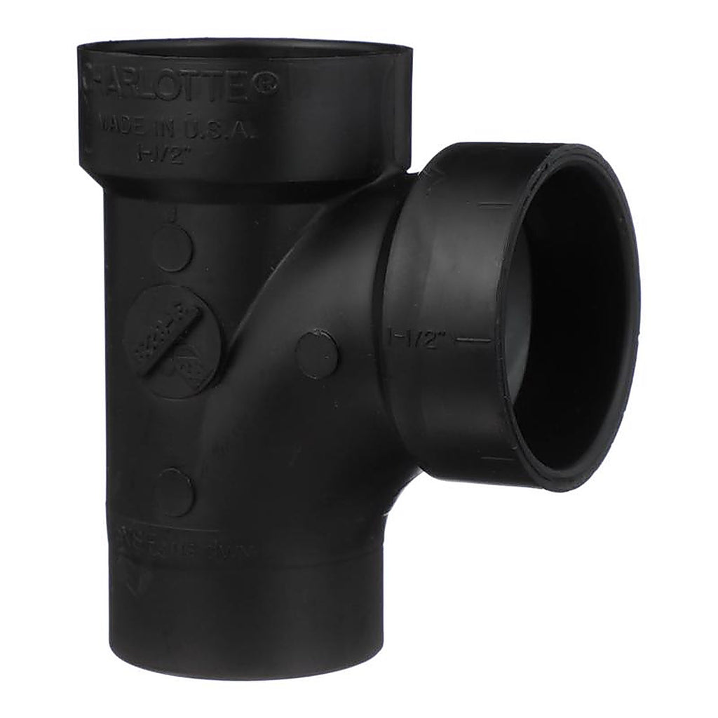 Charlotte Pipe ABS004030600 1-1/2 in. Spigot x 1-1/2 in. Dia. Hub ABS Sanitary Street Tee