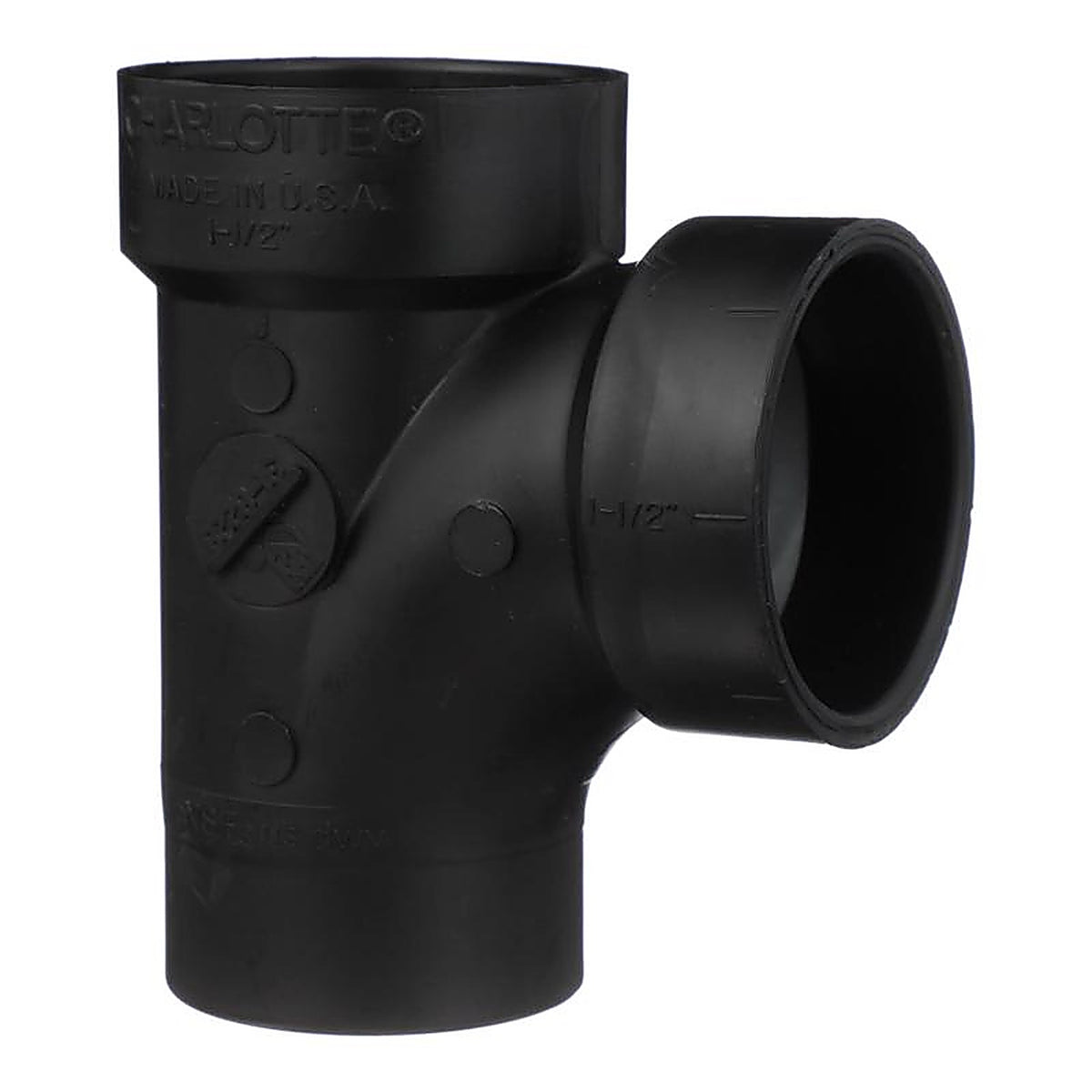Charlotte Pipe ABS004030600 1-1/2 in. Spigot x 1-1/2 in. Dia. Hub ABS Sanitary Street Tee