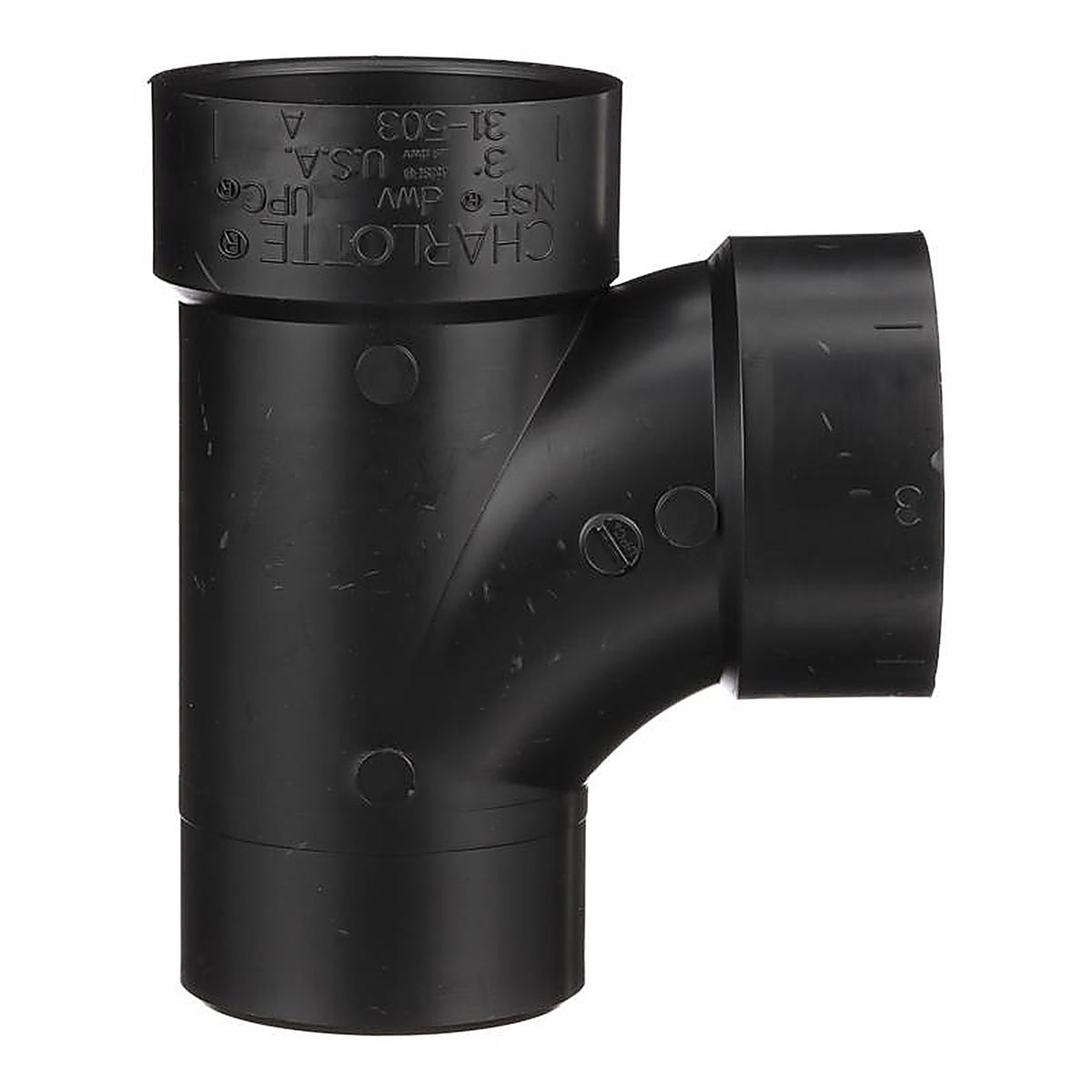 Charlotte Pipe ABS004031000 3 in. Hub x 3 in. Dia. Hub ABS Sanitary Street Tee