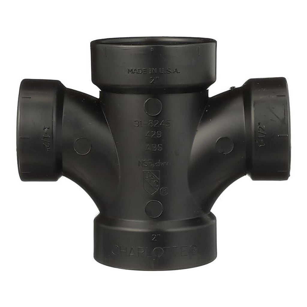 Charlotte Pipe ABS004290600 2 in. Hub x 2 in. Dia. Hub ABS Sanitary Tee