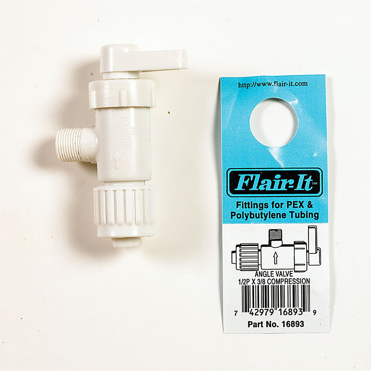 Flair-It 16893 1/2 in. 3/8 in. Plastic Angle Stop Valve