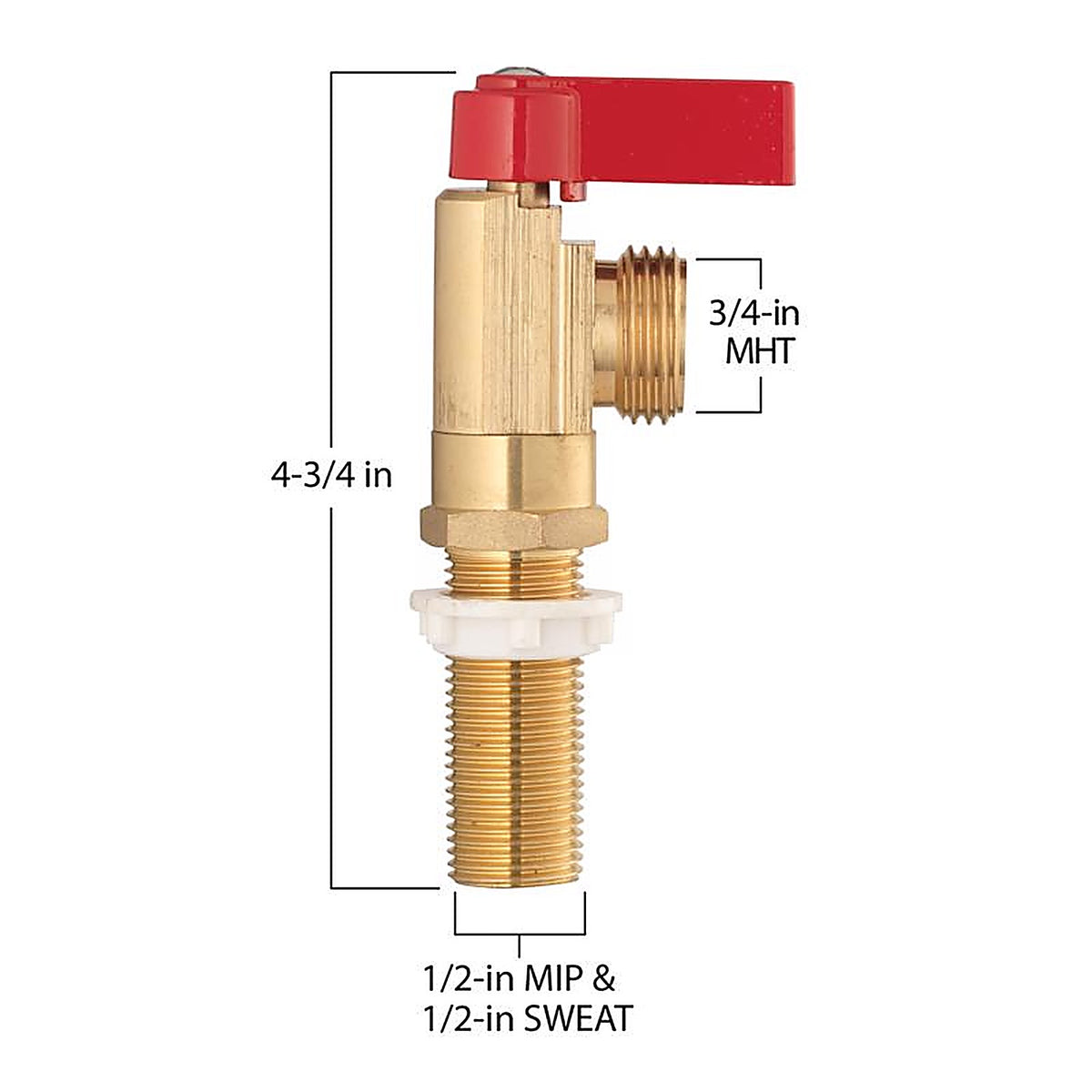 Homewerks 10-261-H 1/2 in. MIP X 3/4 in. MHT Brass Washing Machine Valve